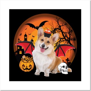 Happy Halloween Welsh Pembroke Corgi Dogs Halloween Gift Posters and Art